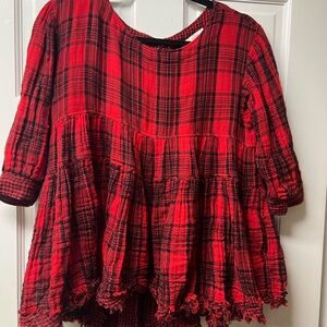 Entro Red Plaid Kids Dress